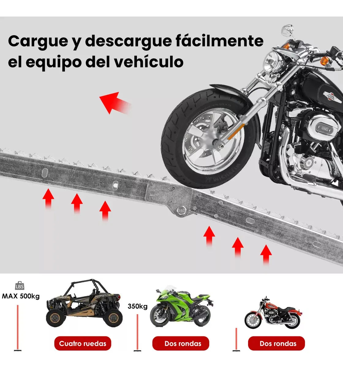 Rampas Para Motocicleta Aleación Acero Carga 350kg Plegable