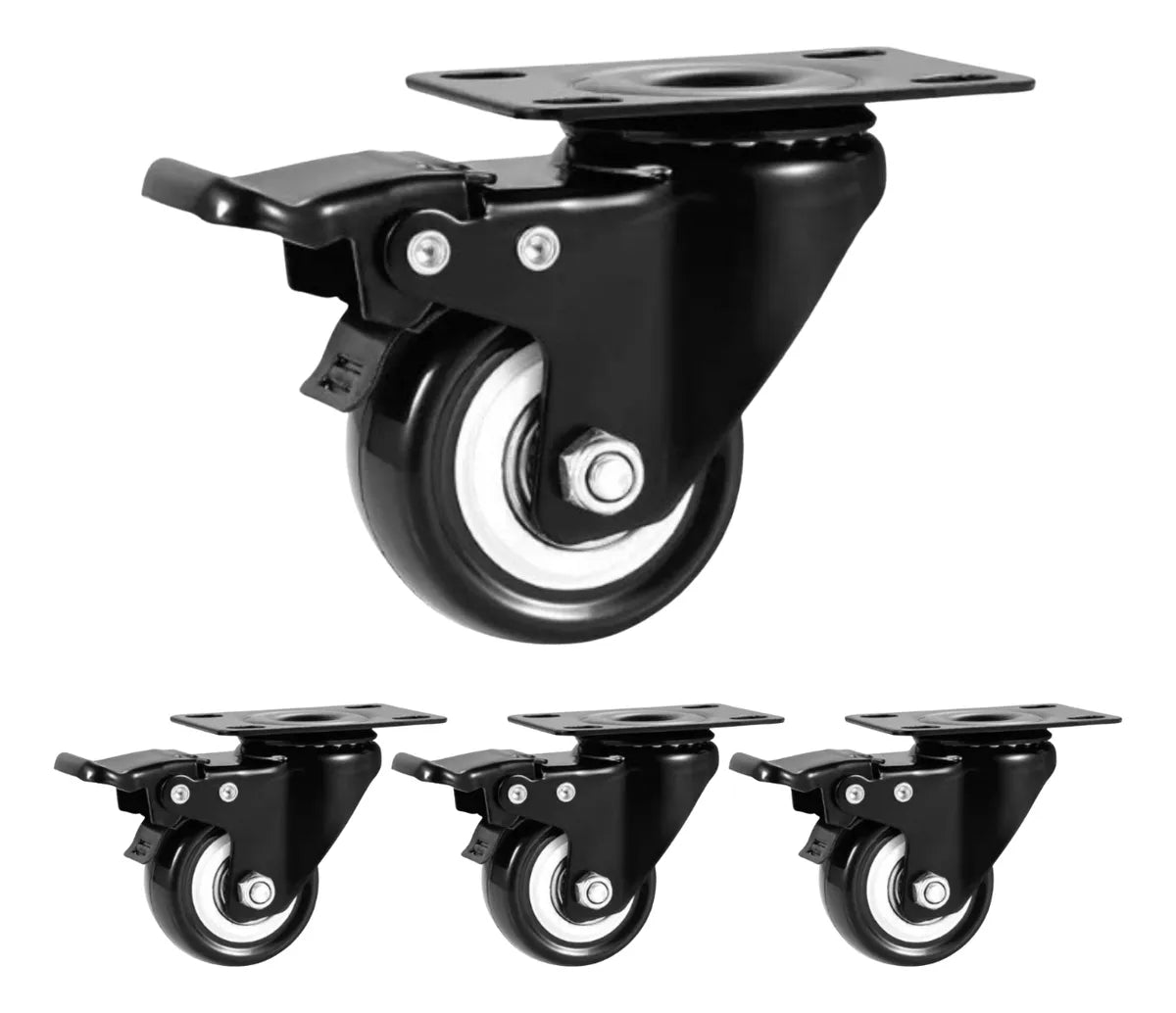 Pack 4 Ruedas Giratorias Con Freno Para Muebles 1.5 Pulgadas