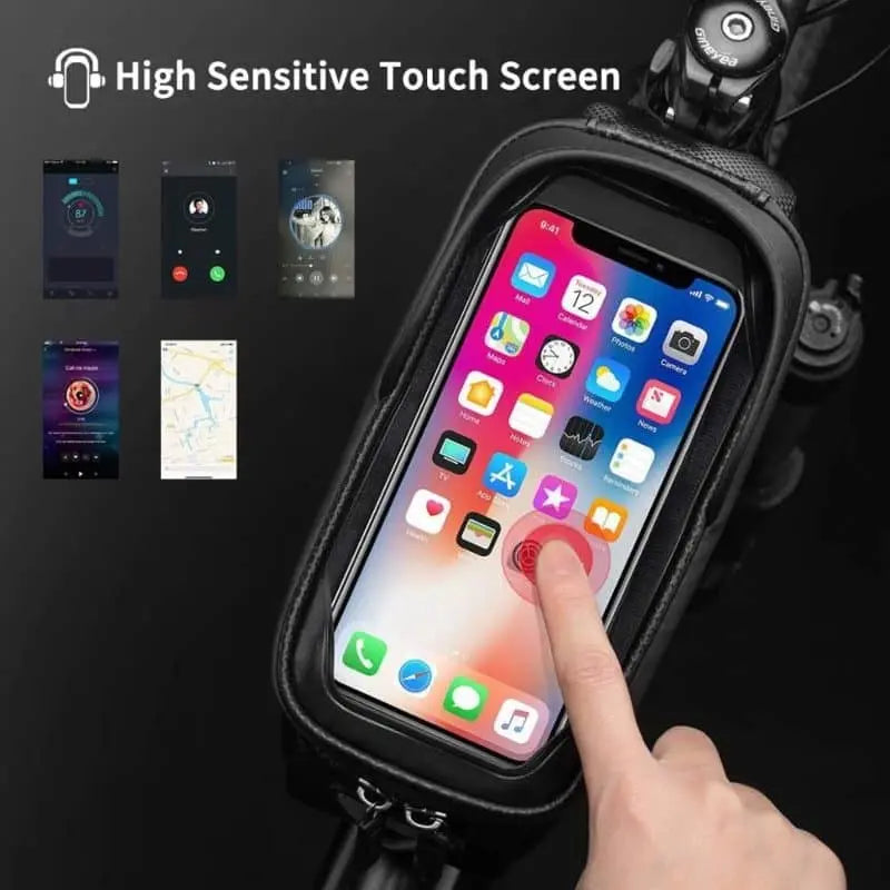 Bolso Bicicleta Porta Celular Impermeable Rockbros Negro