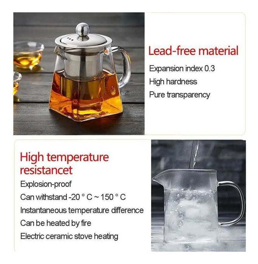 Tetera Para Te Resistente Al Fuego Infusiones De Vidrio 750ml