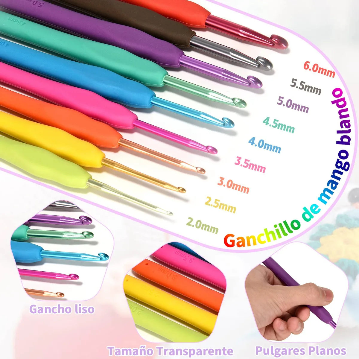 Set Crochet Ganchillos Silicona Accesorios Para Tejer 59pcs