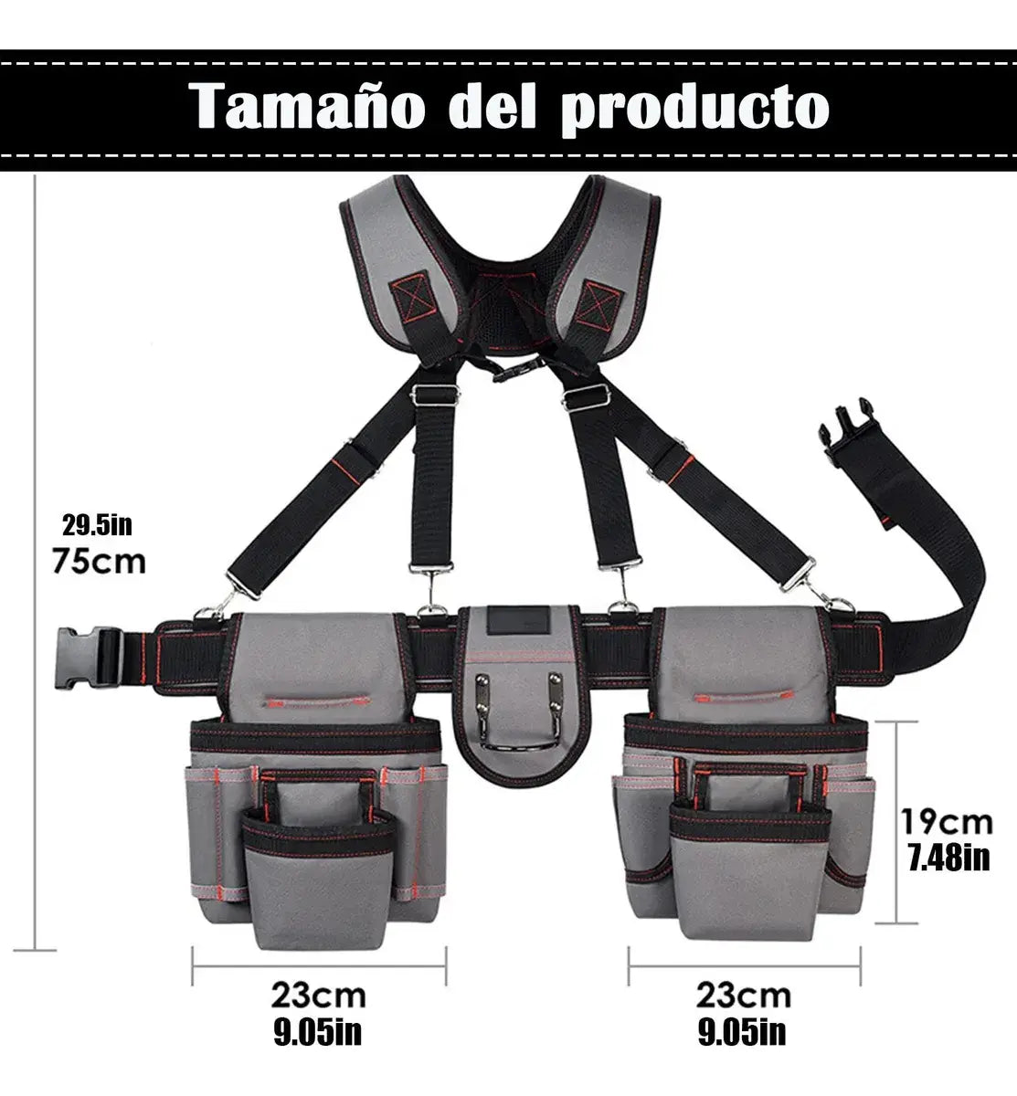 Cinturón De Herramientas Con Tirante Y Bolsa Portaherramieta