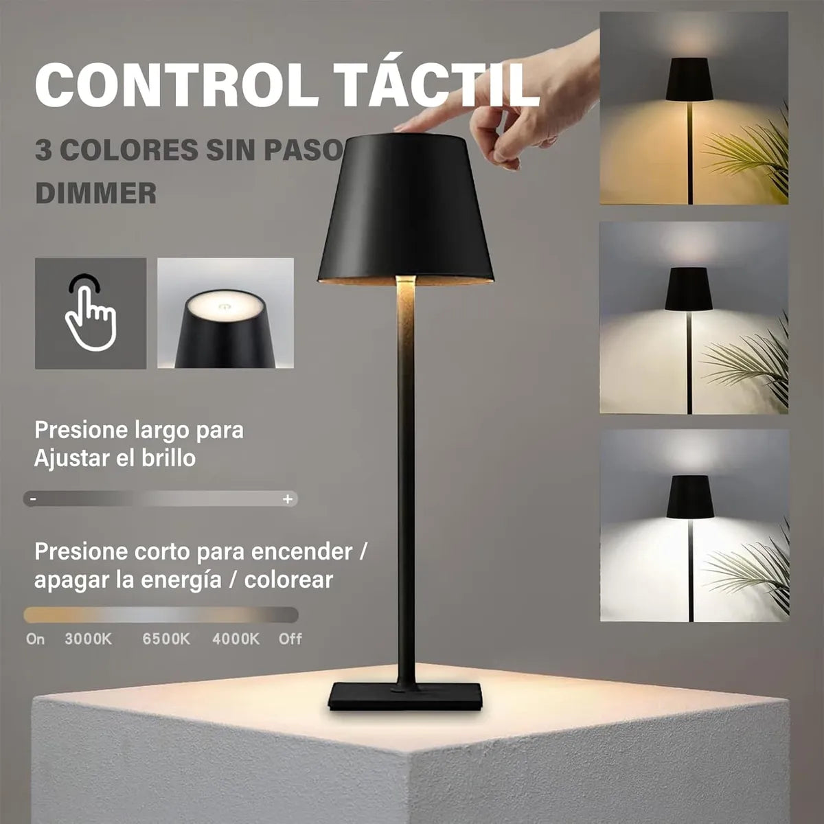 Lampara De Mesa Escritorio Lectura Led Luz Recargable Negro
