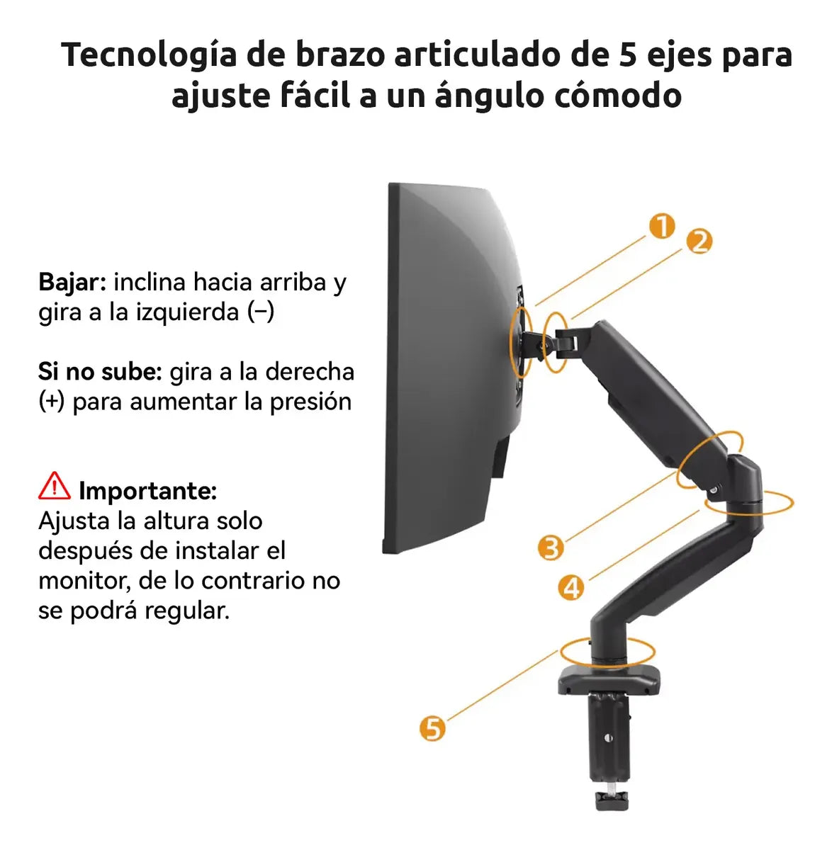 Soporte Monitor Escritorio 17-32 Pulgadas Resorte A Gas Negro
