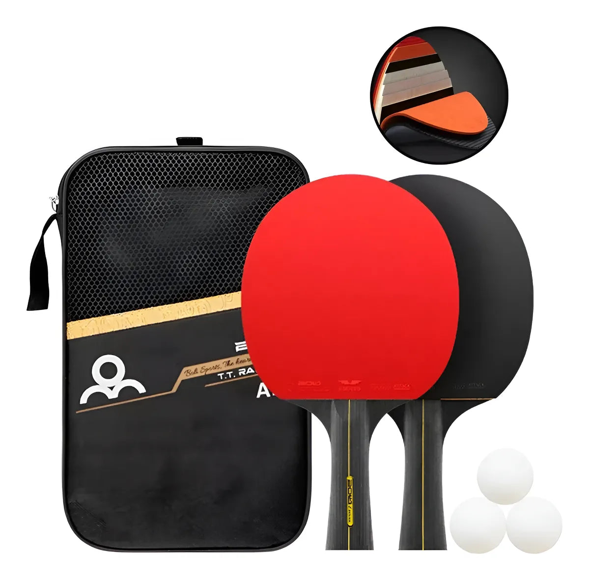 2 Paleta De Ping Pong Profesional 6 Star / Con Estuche Negro