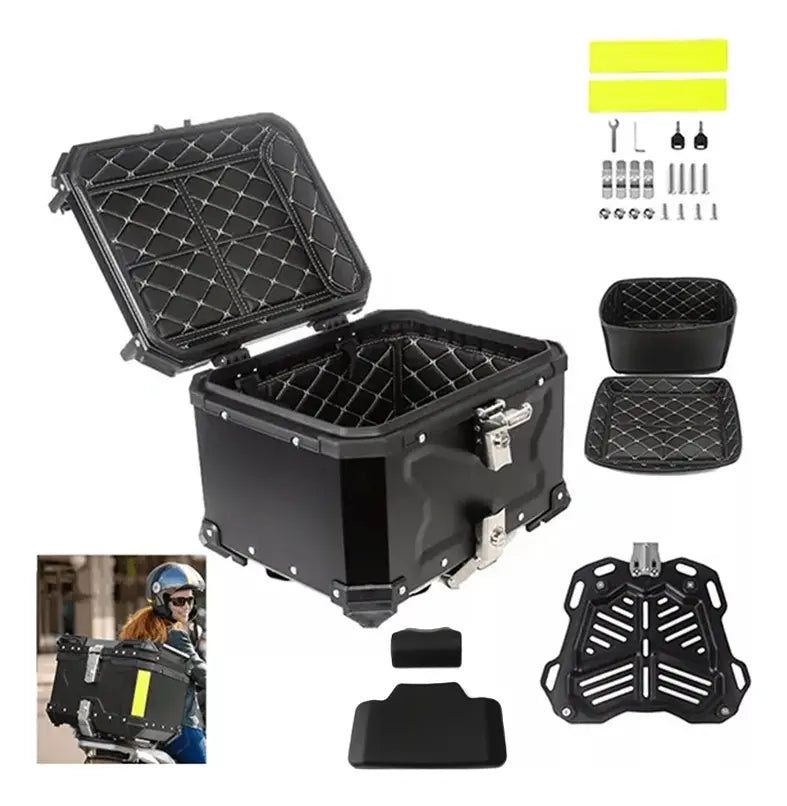 Maleta De Motos Top Case Aleacion De Aluminio 65l + Respaldo