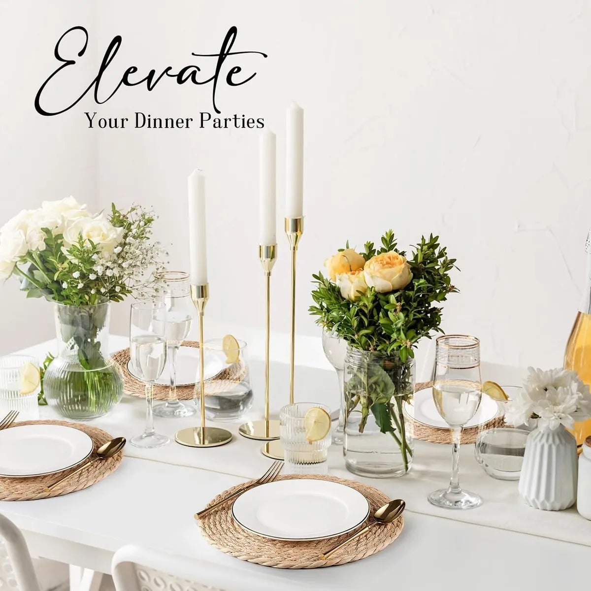 Set 6 Individuales Mantel Fibra Natural Yute 35cm Beige