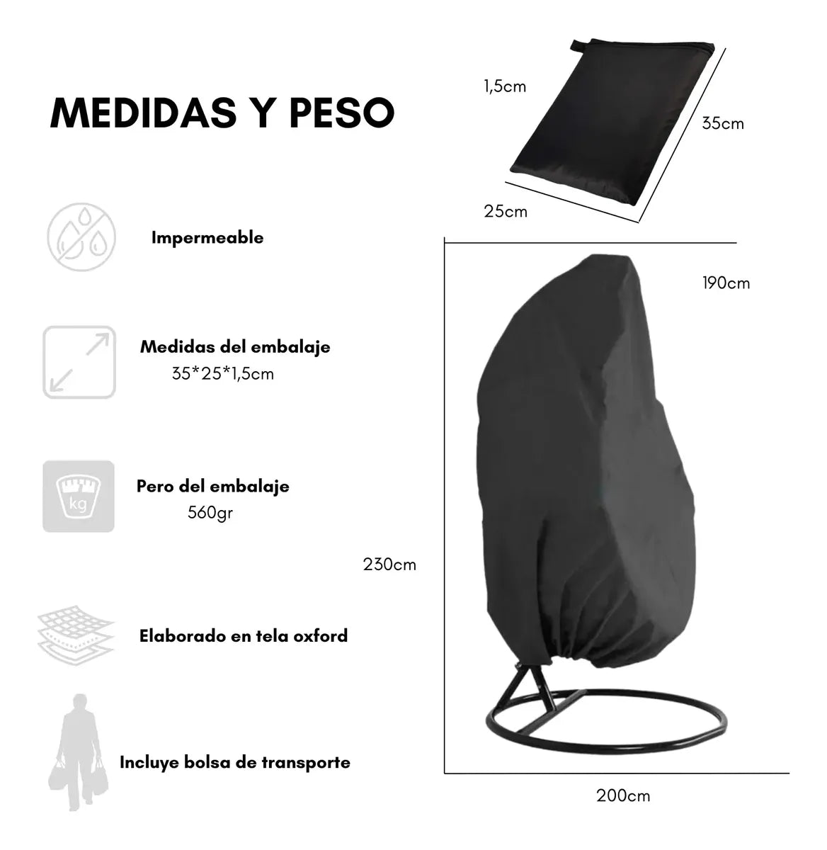 Funda Protectora Para Silla Colgante Huevo Mimbre Impermeable