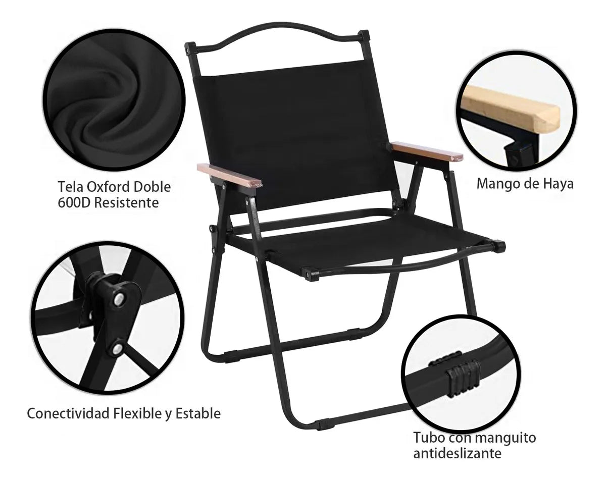 Sillas Plegable Camping Playa Tela Oxford Negro 150kg