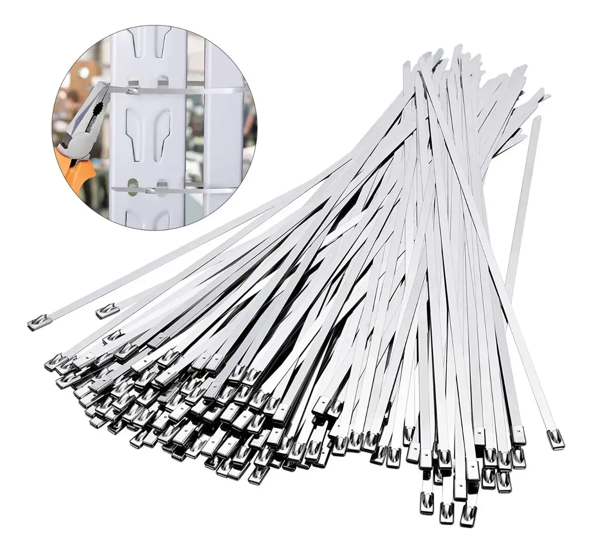 100 Abrazadera Metálica Amarra Acero Inoxidable 300x4.6mm