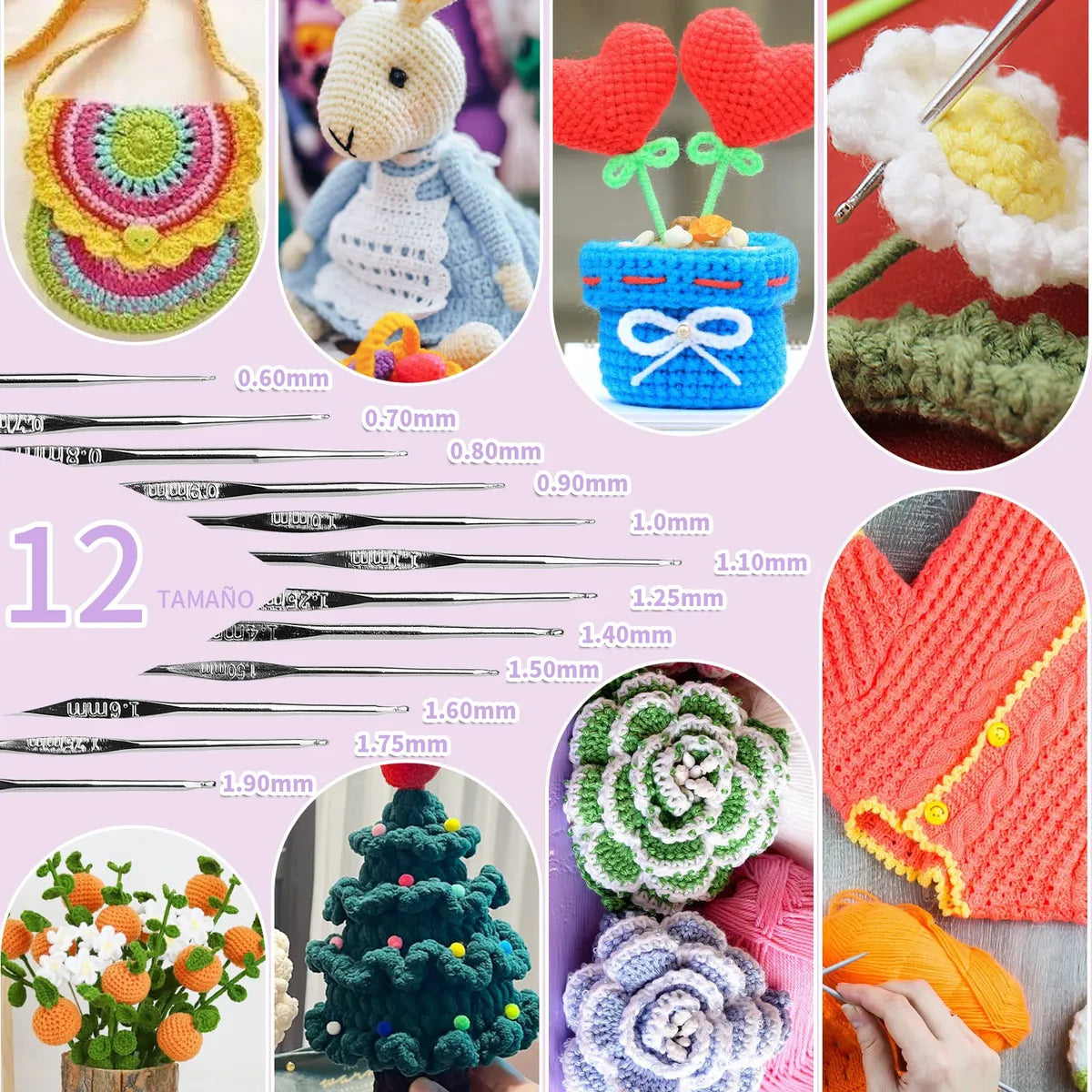Set Crochet Ganchillos Silicona Accesorios Para Tejer 59pcs