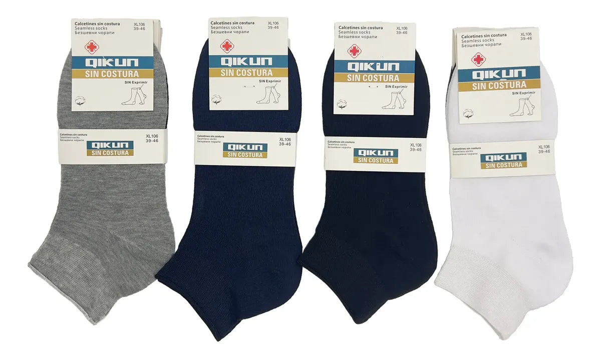 Pack 12 Calcetines Algodón Diabéticos Sin Costura Hombre