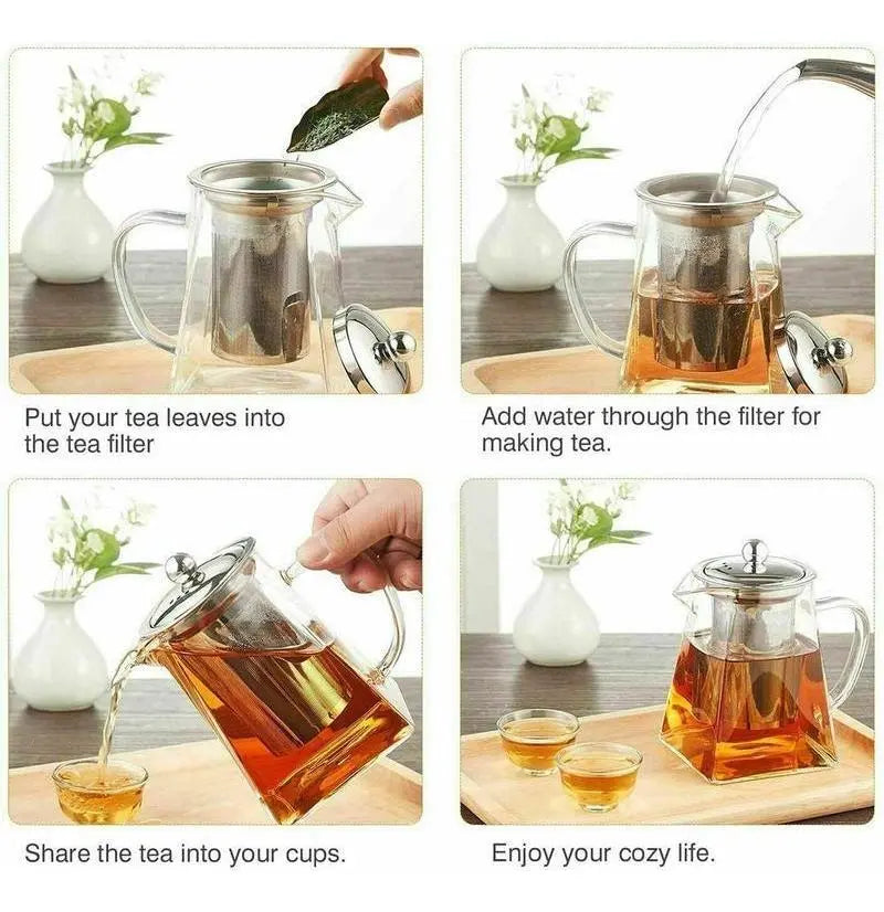 Tetera Para Te Resistente Al Fuego Infusiones De Vidrio 750ml