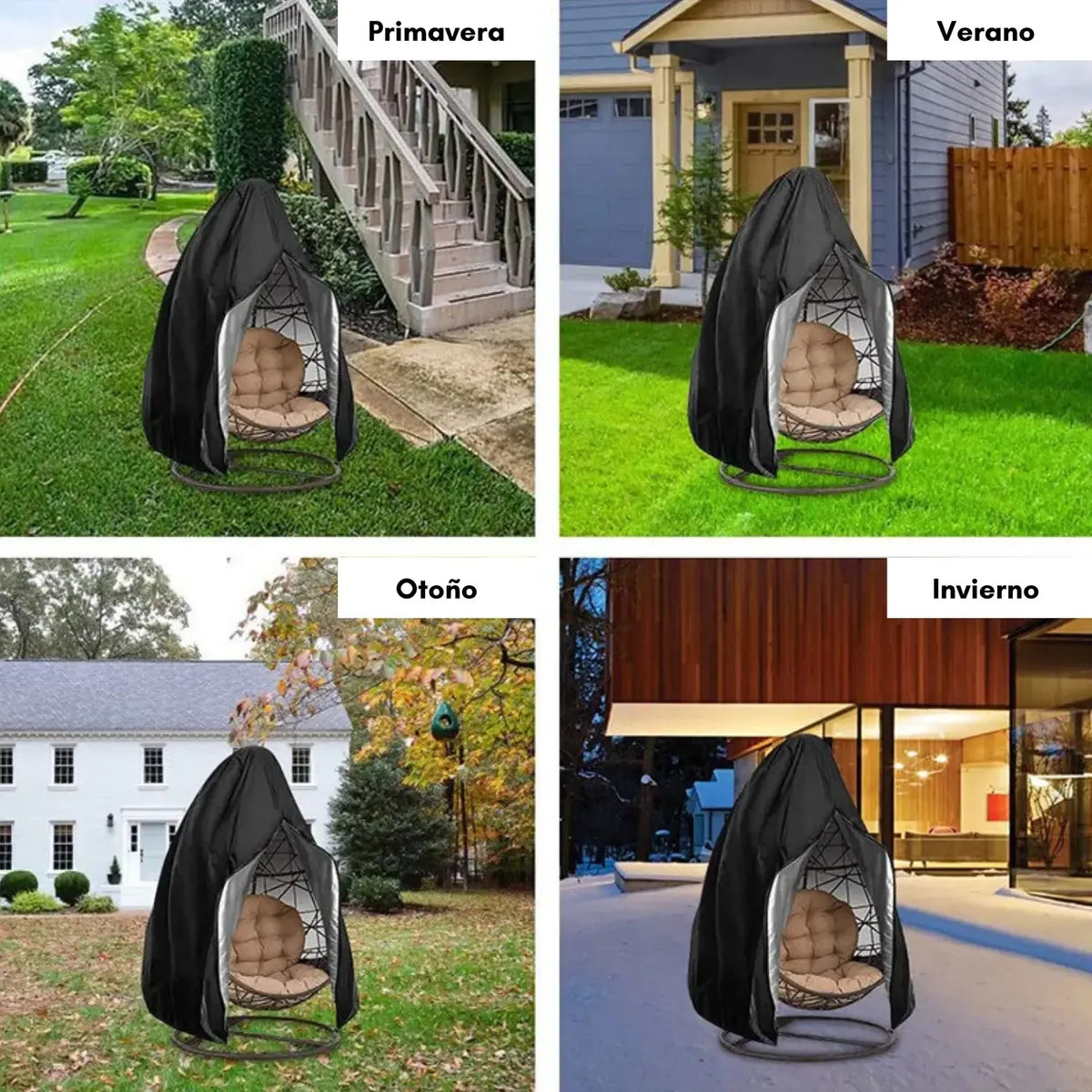Funda Protectora Para Silla Colgante Huevo Mimbre Impermeable
