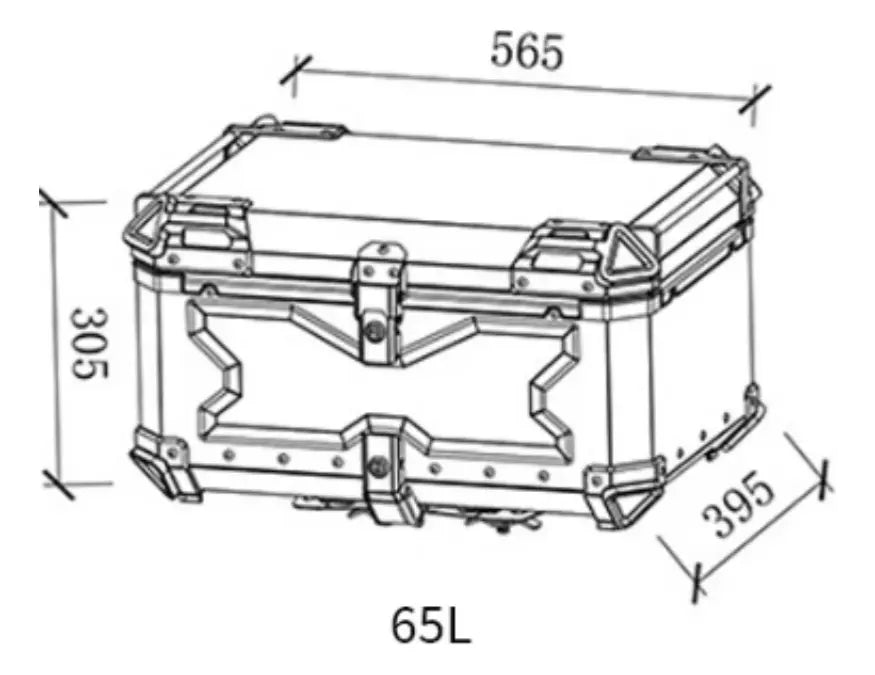 Maleta De Motos Top Case Aleacion De Aluminio 65l + Respaldo