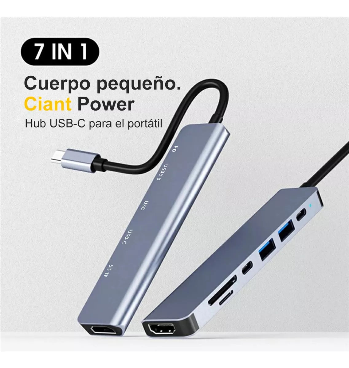 Hub Adaptador Usb Tipo C 7 En 1 Para Macbook iPad Notebook