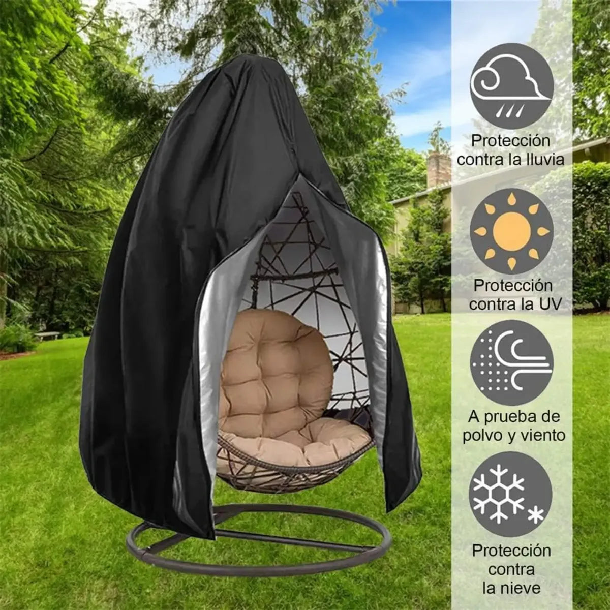 Funda Protectora Para Silla Colgante Huevo Mimbre Impermeable