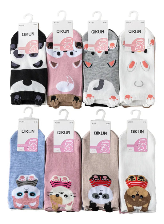 Pack 12 Calcetines De Dibujos Con Orejas Algodón Mujer