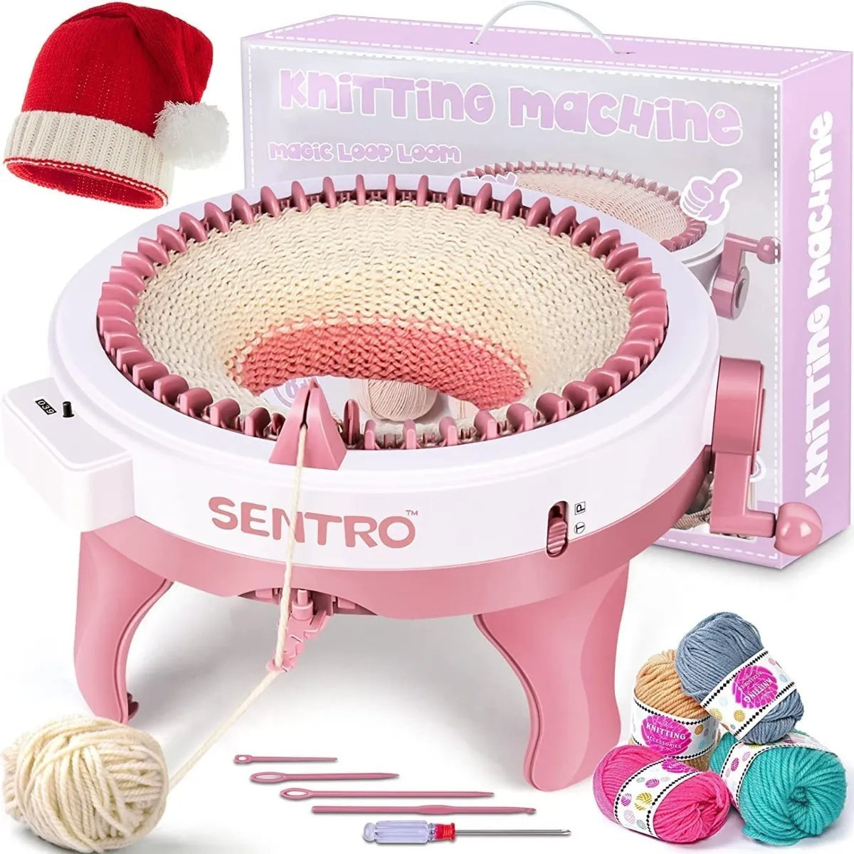 Maquina Para Tejer Manual 48 Agujas Telar Giratorio Rosa