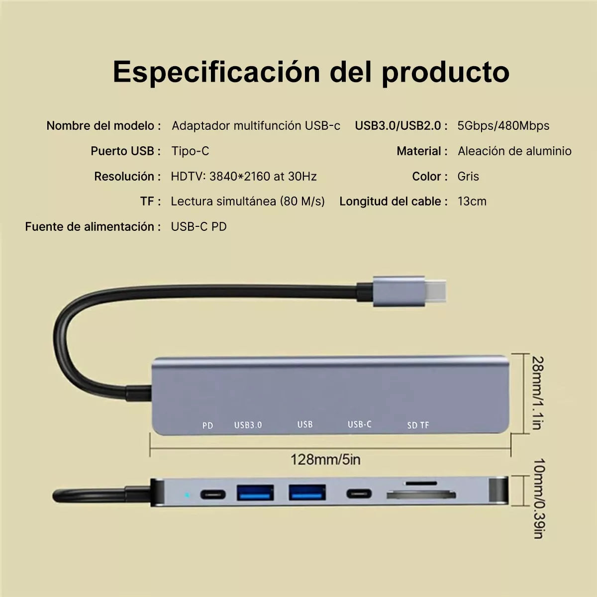 Hub Adaptador Usb Tipo C 7 En 1 Para Macbook iPad Notebook