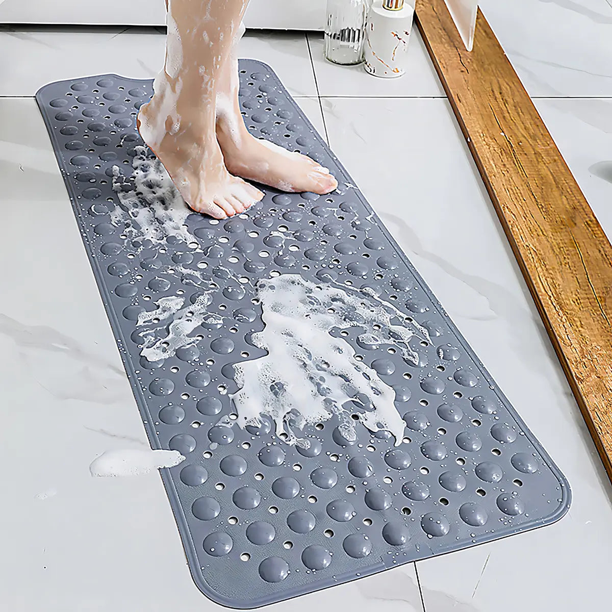Piso De Goma Antideslizante Para Ducha Baño 39×100cm Gris