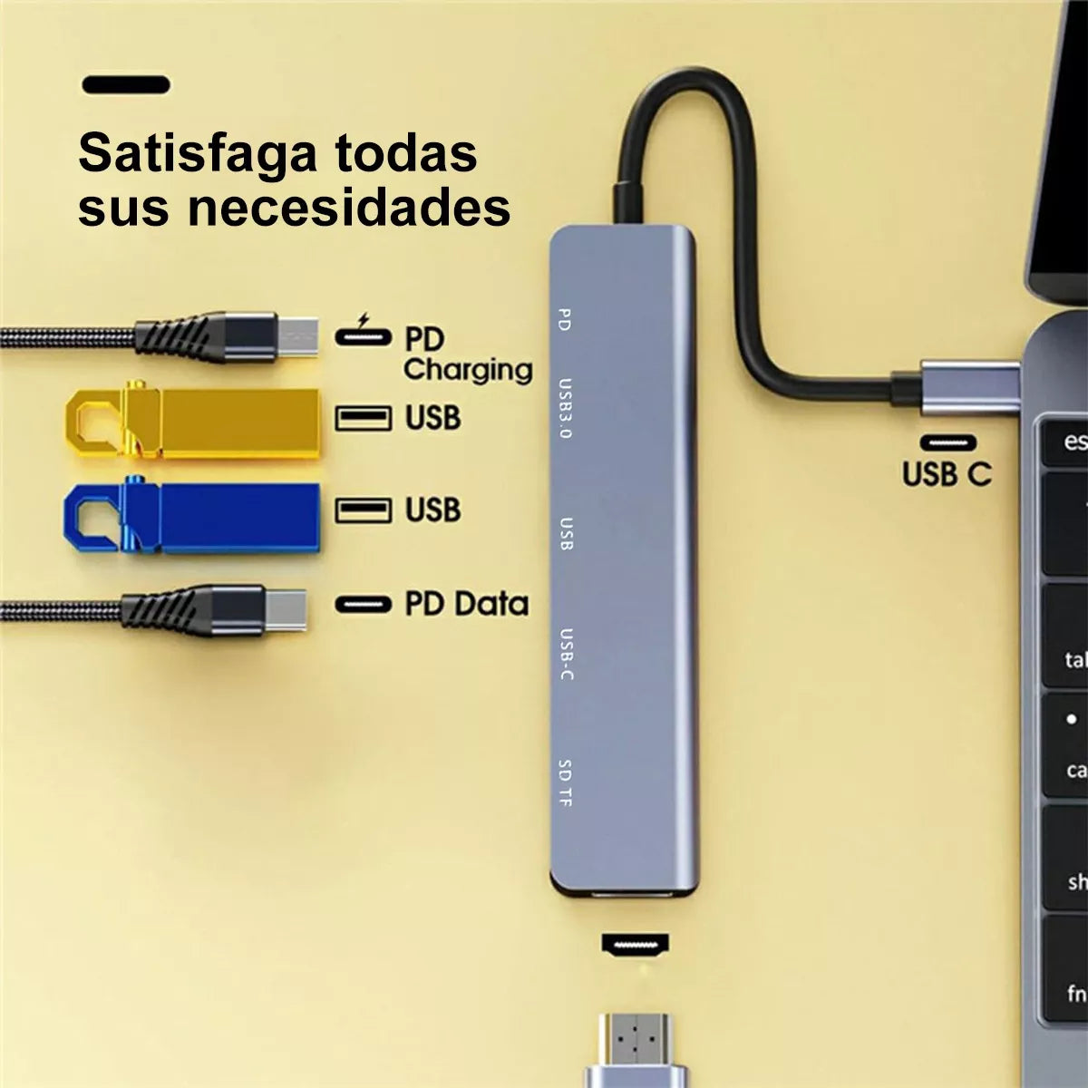 Hub Adaptador Usb Tipo C 7 En 1 Para Macbook iPad Notebook