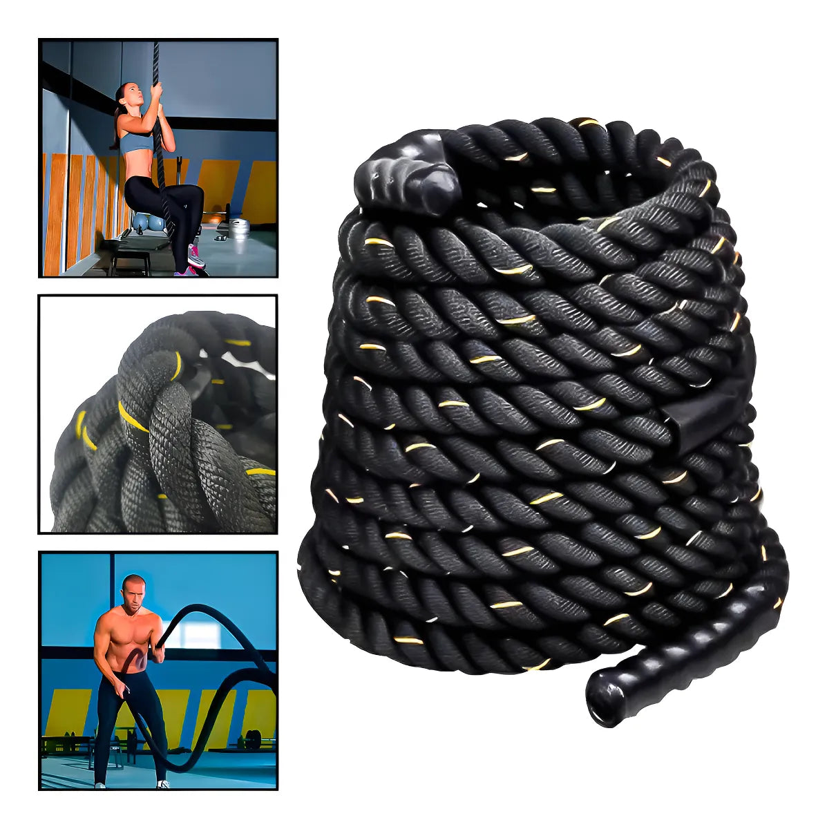 Cuerda Crossfit Boomfit 12m Negra Nylon