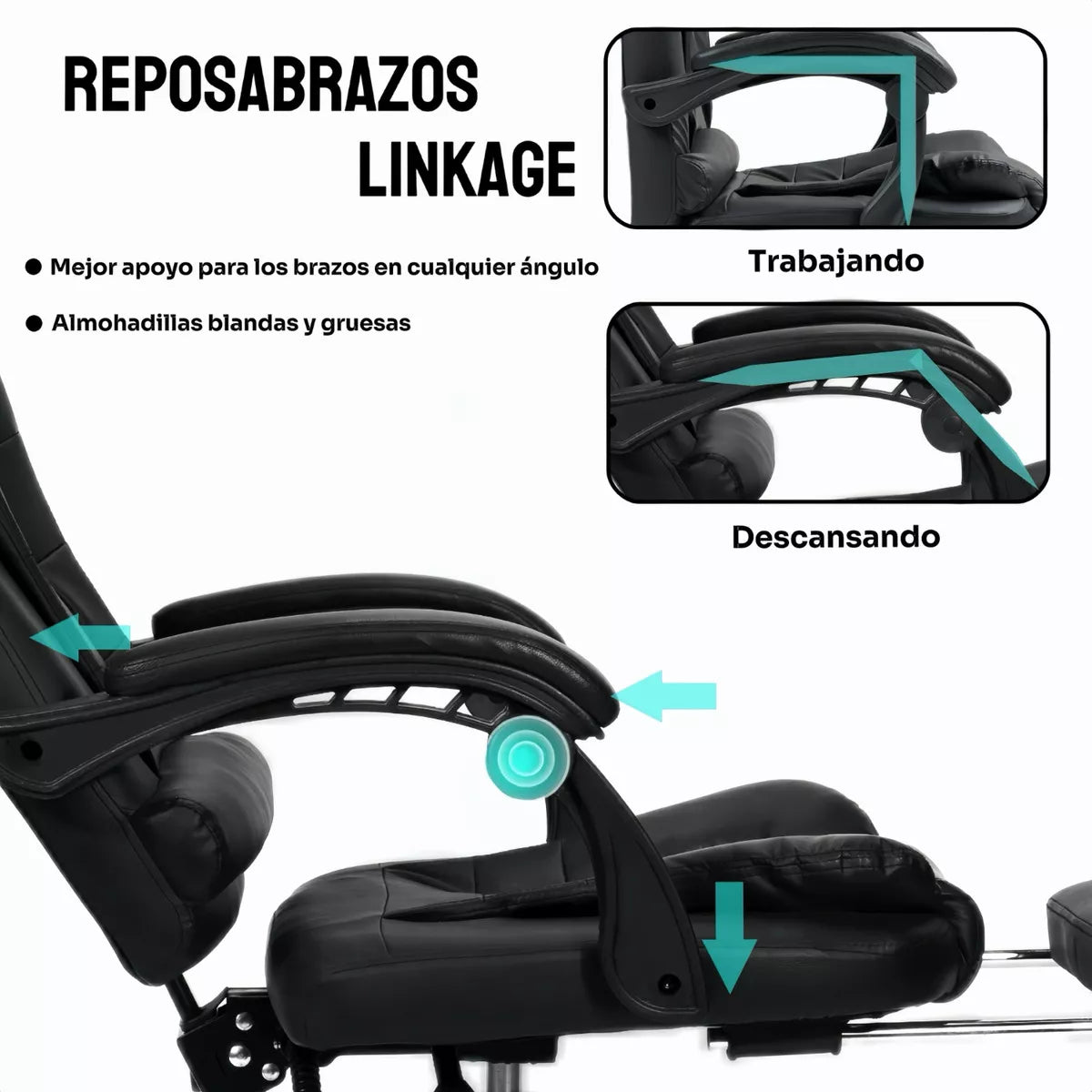 Silla De Oficina Ejecutiva Ergonómica Cuero Sintético Negro