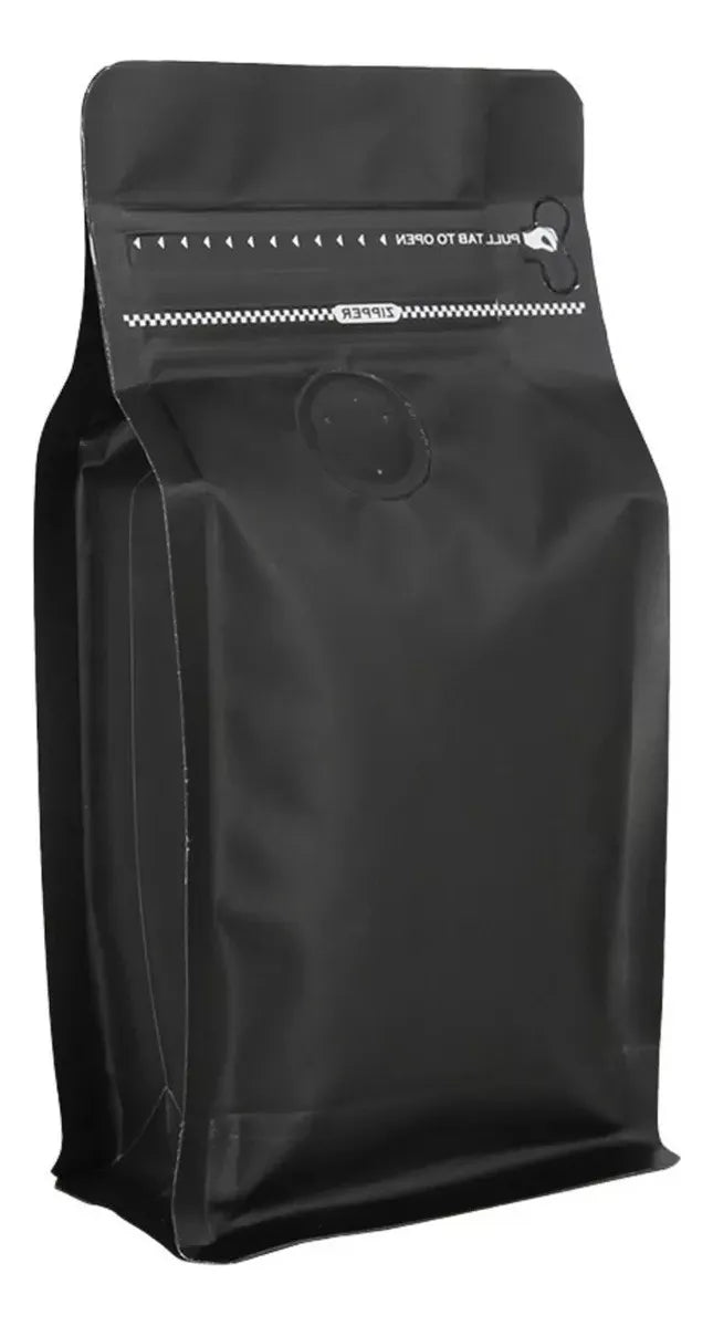 50 Bolsas De Café Con Válvula 13x20x7 Cm Para 250gr Negro