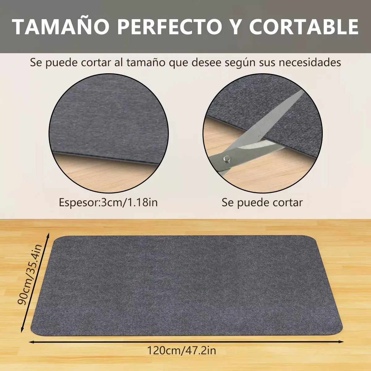 Alfombrilla Antideslizante Para Silla 120x90cm
