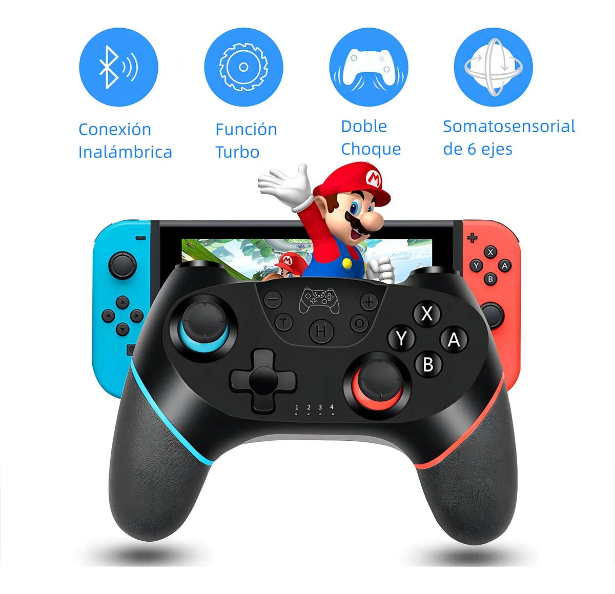 Control inalámbrico Lehuai Pro Nintendo Switch Bluetooth color negro
