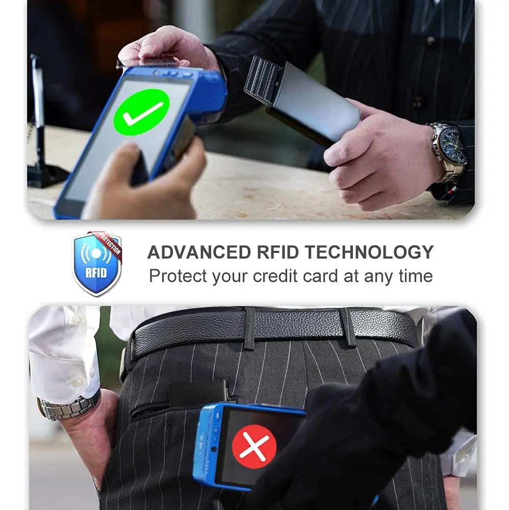 Tarjetero Y Billetera Bloqueo Rfid Antirrobo Ecocuero