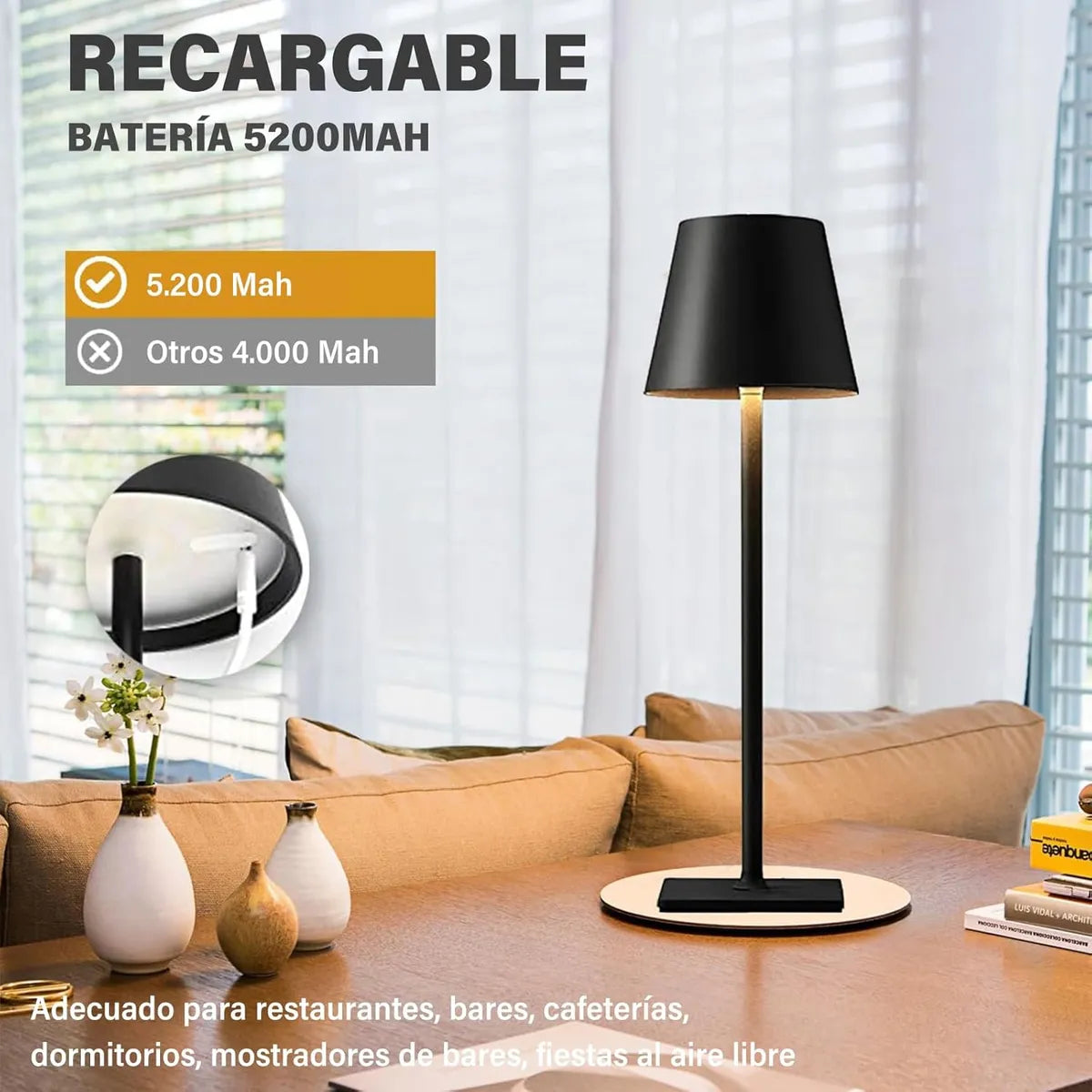Lampara De Mesa Escritorio Lectura Led Luz Recargable Negro