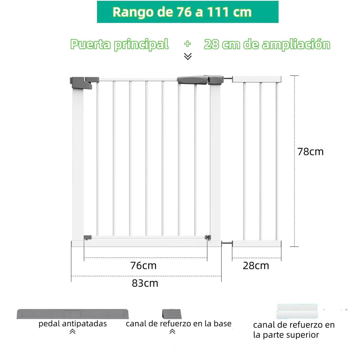 Reja Seguridad Escalera Puerta Bebe Mascota 104-111cm