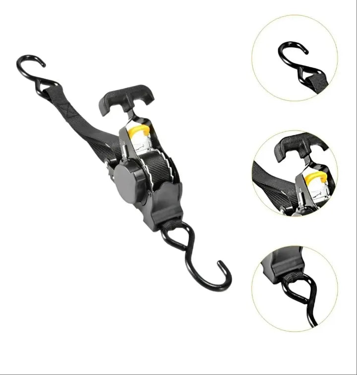 Eslinga Amarre Retráctil Automático 2,5cmx3m Negro