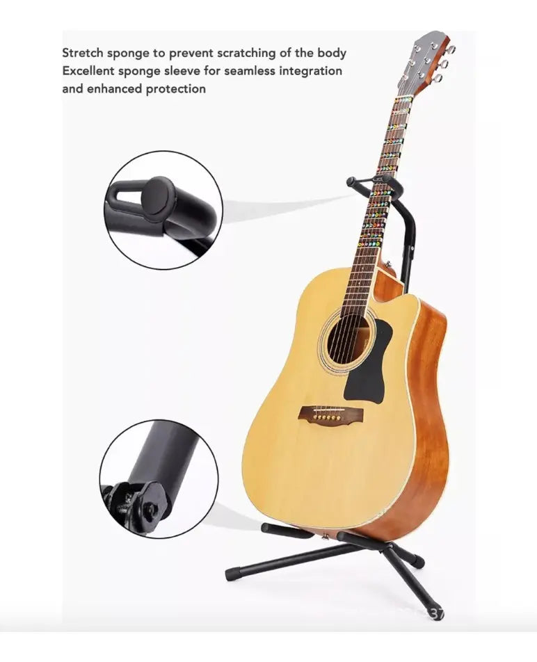 Atril soporte de guitarra y bajo de pie metal negro