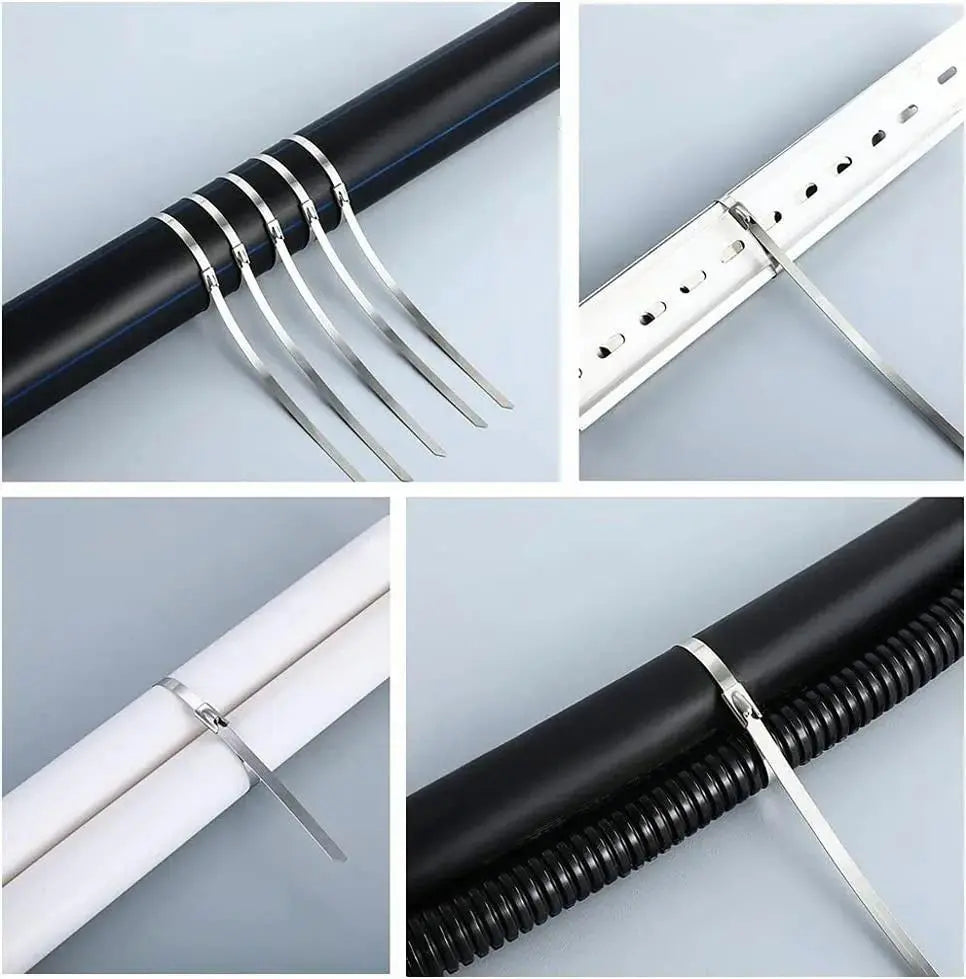 100 Abrazadera Metálica Amarra Acero Inoxidable 300x4.6mm