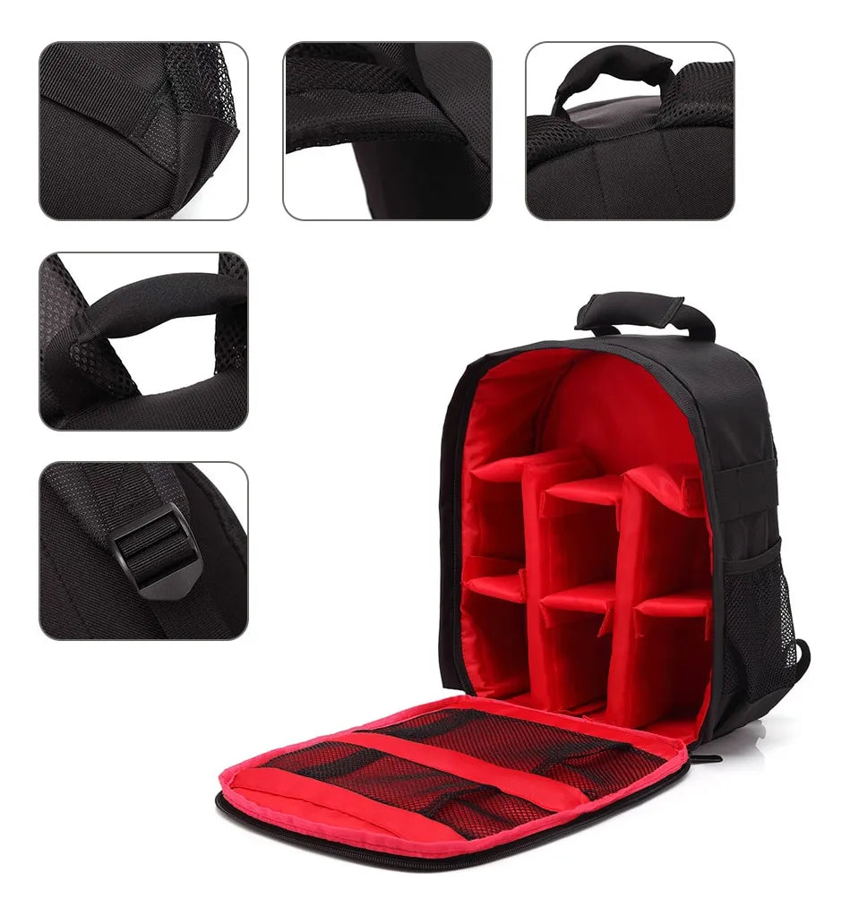 Bolso Mochila Para Camara Fotografica Profesional Negro