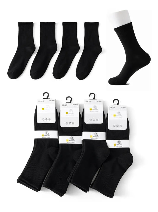 Pack 12 Calcetines Deportivas Larga 100% Bambú Hombre Negro