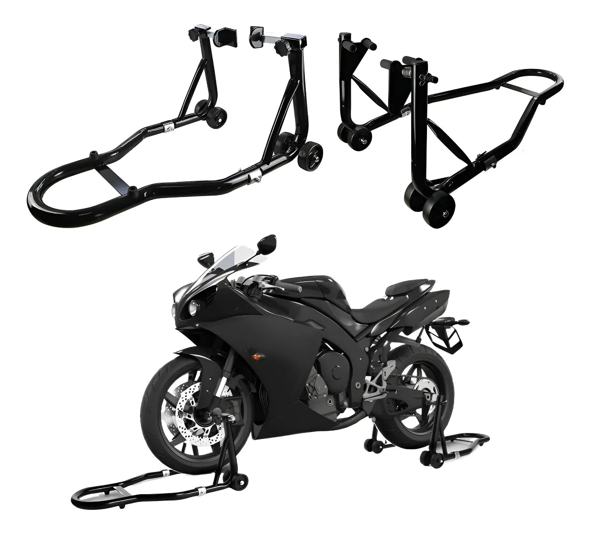 Caballete Elevador Para Moto Trasero Y Delantero 450kg Negro
