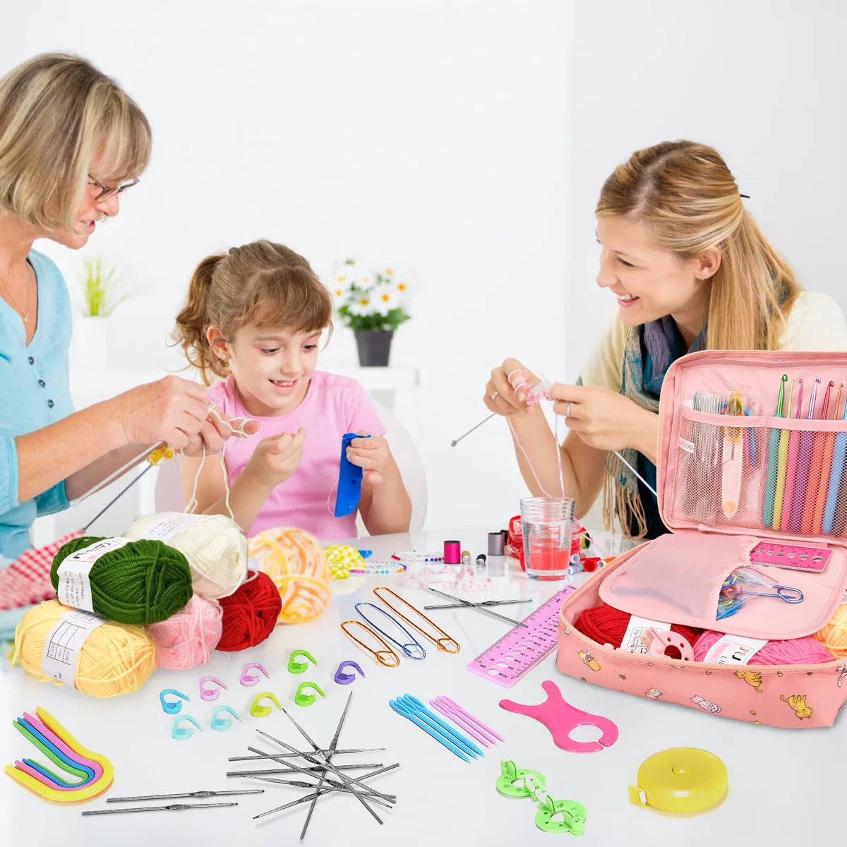 Set Crochet Ganchillos Silicona Accesorios Para Tejer 59pcs