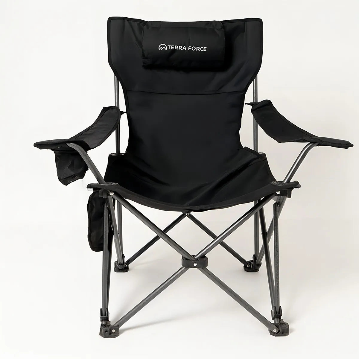 Silla De Camping Plegable Apoya Pies Soporta 120 Kg Negro