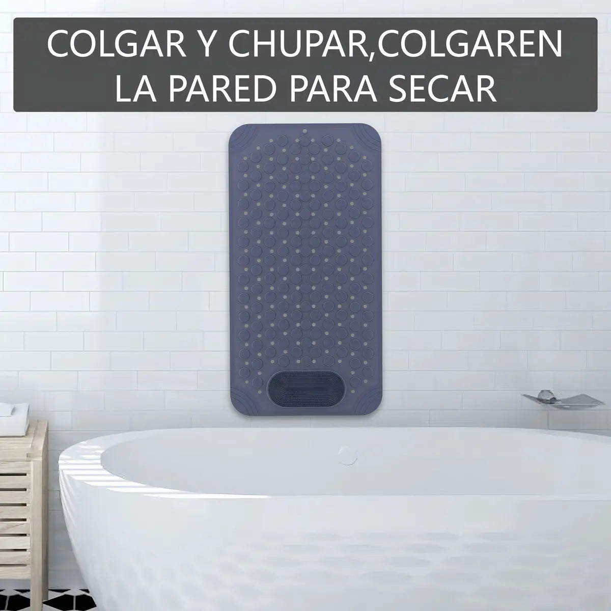Piso De Goma Antideslizante Para Ducha Baño 36×69cm Gris