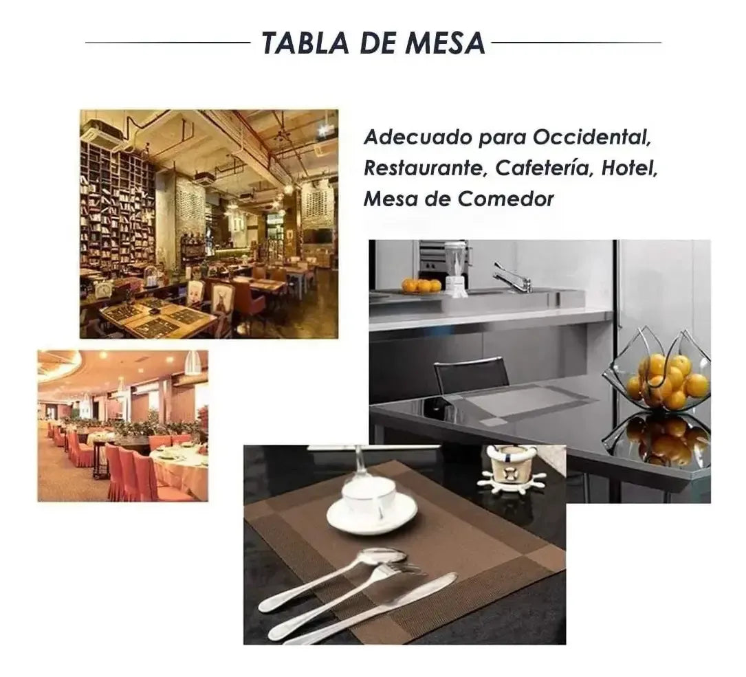 Set 6 Individuales De Mesa Rectangular Antideslizantes Café