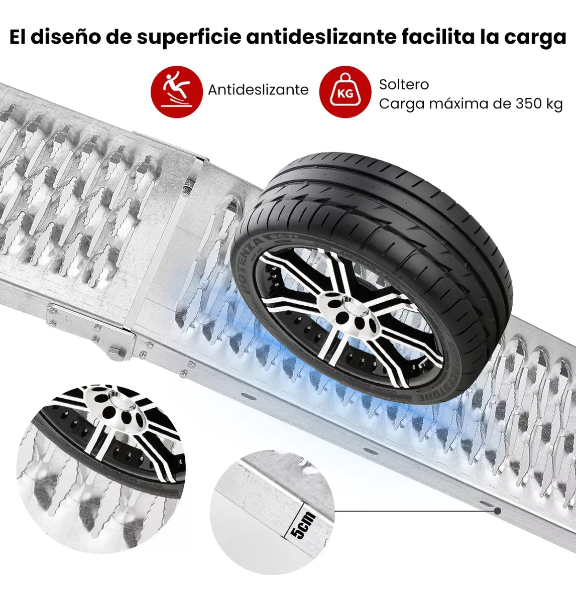 Rampas Para Motocicleta Aleación Acero Carga 350kg Plegable