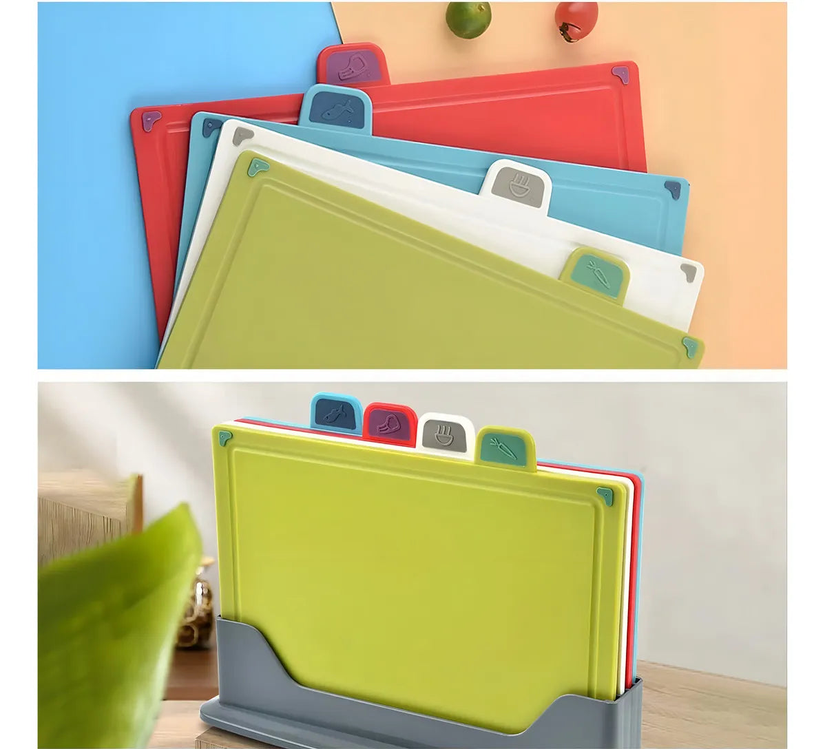 Set 4 Tablas Para Picar Con Pestañas Para Cocina Colores