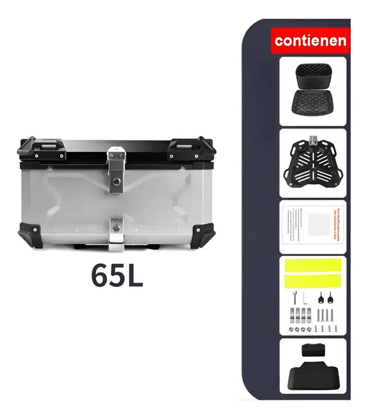 Maleta De Motos Top Case Aleacion De Aluminio 65l + Respaldo