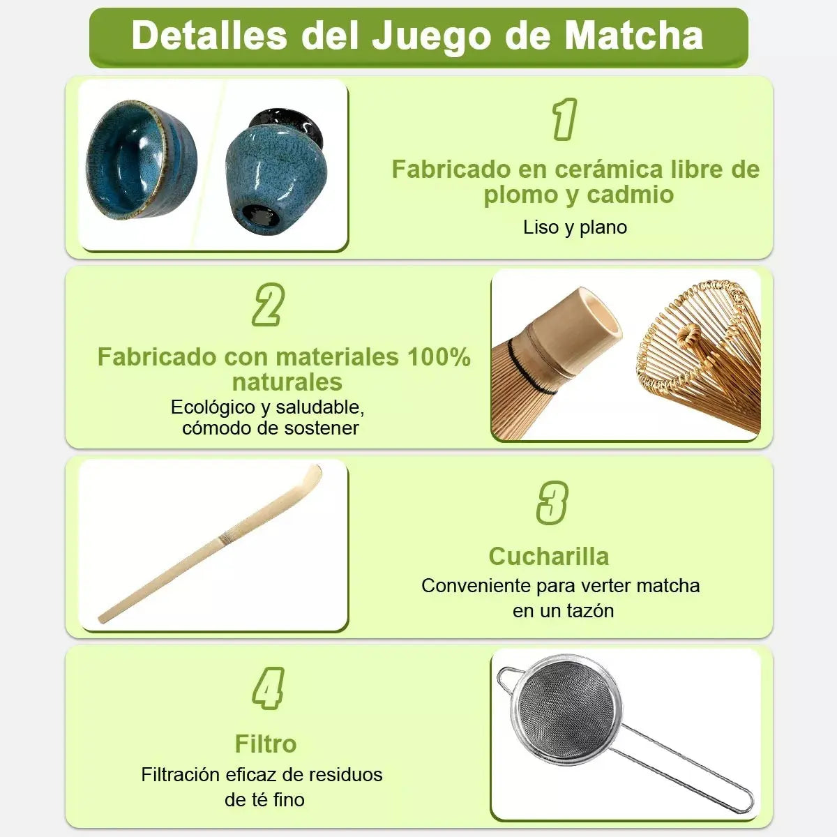 Set De Té Matcha 7 Piezas Japonés Batidor Tazón Herramientas