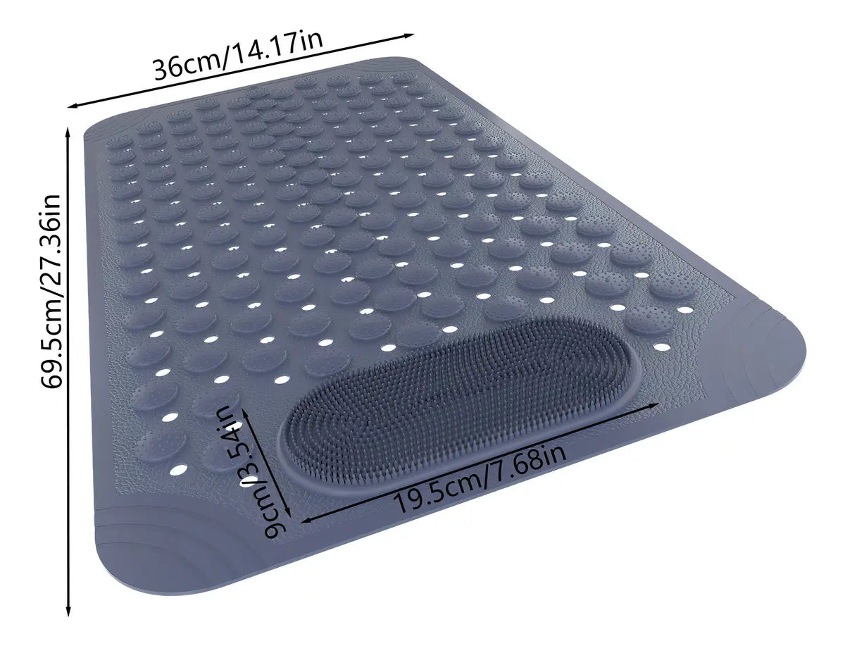 Piso De Goma Antideslizante Para Ducha Baño 36×69cm Gris