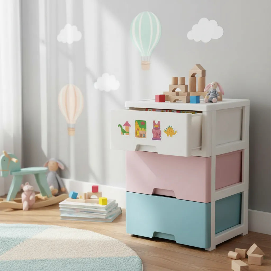 Cajonera Organizador Plastico 3 Niveles 47x29x52cm Con Rueda